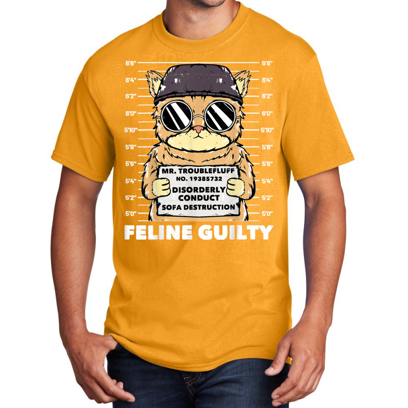 Funny Cat  Feline Guilty  Guilty Cat Trouble Fluff Mugshot Basic T-shirt | Artistshot