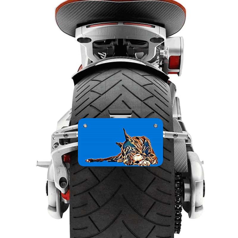 Great Dane Dog Sitting Agains Motorcycle License Plate | Artistshot