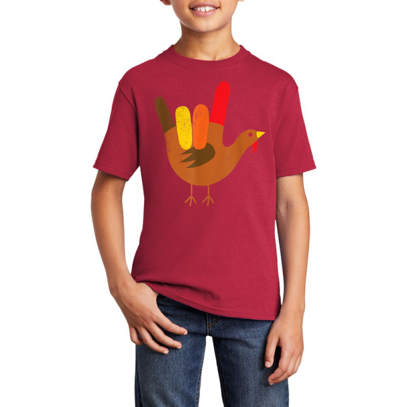 American Sign Language I Love You Thanksgiving Turkey Tshirt Basic Youth T-shirt by Maria_Jezierski | Artistshot