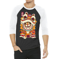 Chinese New Years For Men Dancing Tiger Dragon 21 3/4 Sleeve Shirt | Artistshot