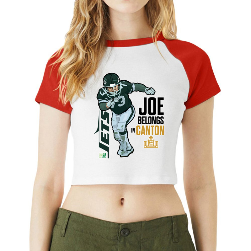 Joe Belongs In Canton 1 Raglan Crop Top | Artistshot