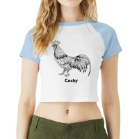 Vintage Rooster Cocky Raglan Crop Top | Artistshot