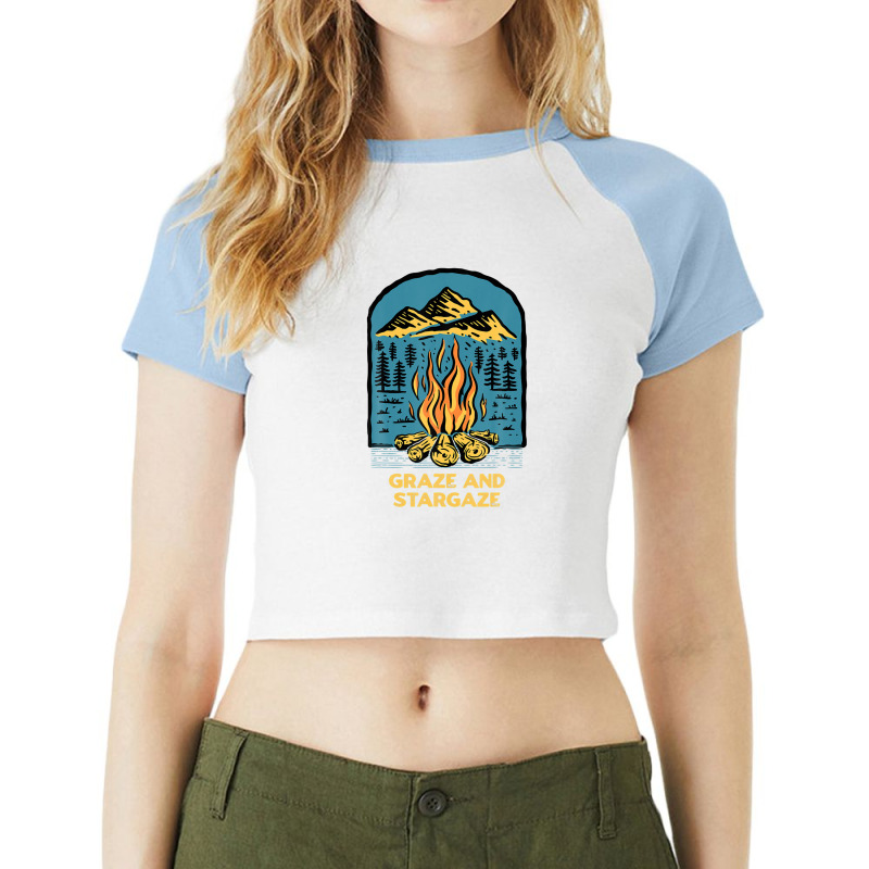 Graze And Stargaze Camping Wildlife Camper Outdoor Traveler Raglan Crop Top by siniszeger | Artistshot