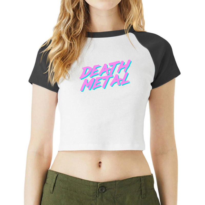 Limited Edition Death Metal Sarcastic 1980s Retrowave Brush Raglan Crop Top by haodinhvan1 | Artistshot