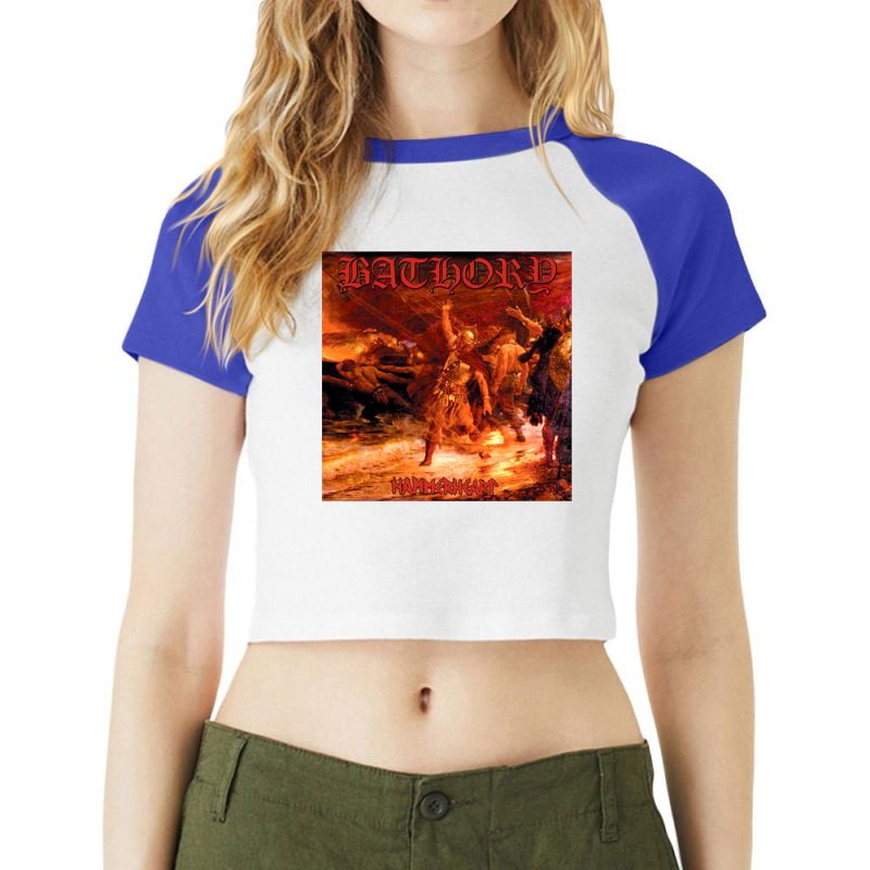 Bathory Hammerheart Album Cover Raglan Crop Top by simpybeyerad | Artistshot