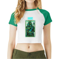 Turquoise Graphic Anubis God Figure T Shirt Raglan Crop Top | Artistshot