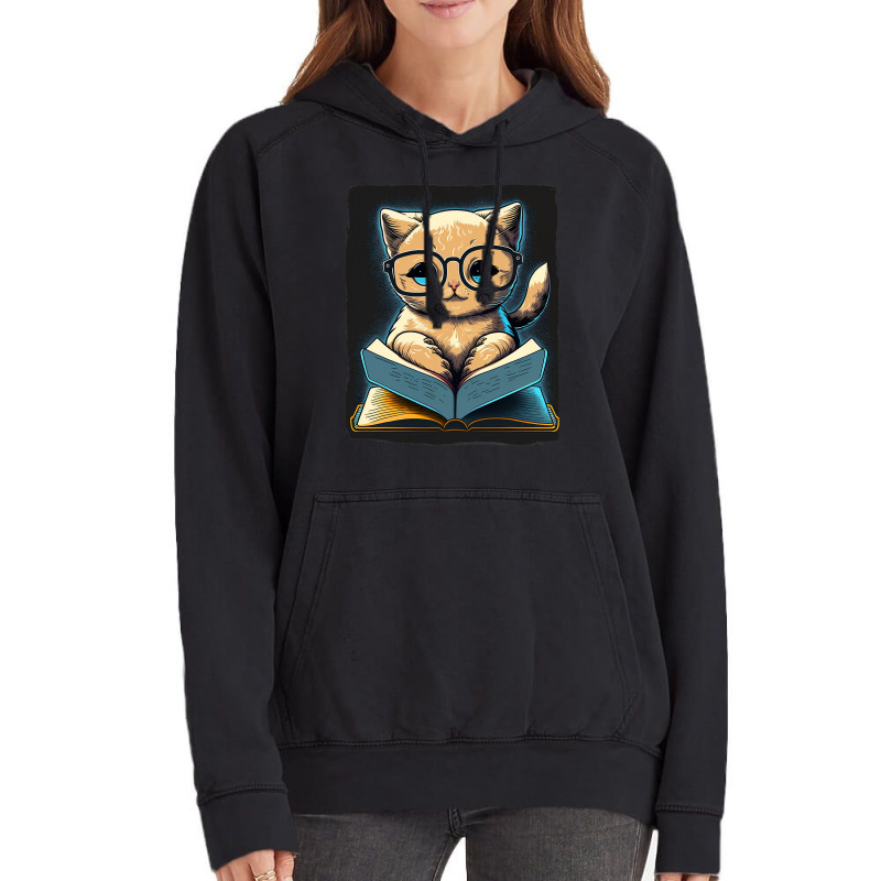 Cat Kitten Book Books Reading Fantasy Reader Vintage Hoodie | Artistshot