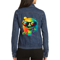 Cute Looking Alien We´ll Come At Earth Funny Spac Ladies Denim Jacket | Artistshot