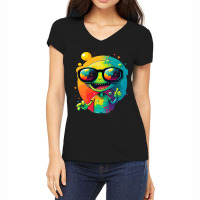 Cute Looking Alien We´ll Come At Earth Funny Spac Women's V-neck T-shirt | Artistshot