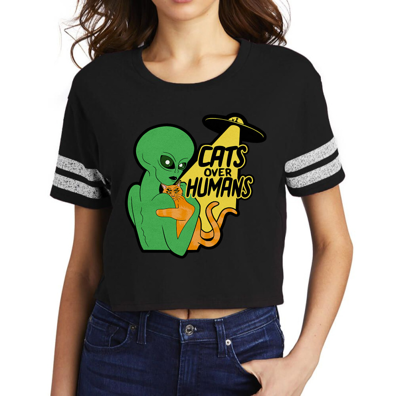 Cat Lover 2cats Over Humans Alien Scorecard Crop Tee by GwendalyForsberg | Artistshot