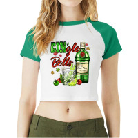 Gin`gle Bells With Bottle And Cocktail Raglan Crop Top | Artistshot