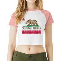 California Republic Flag Bear Vintage Souvenir Sweatshirt Raglan Crop Top | Artistshot