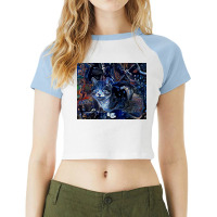 A Futuristic Cat Bright Abstract Stylized Illustration Poster Love Raglan Crop Top | Artistshot