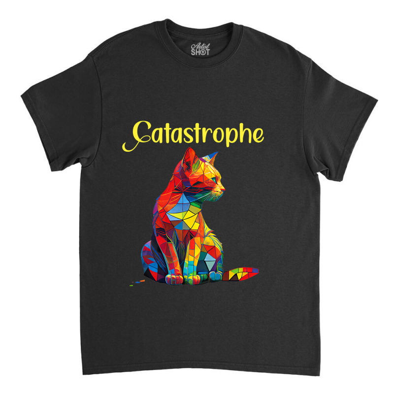 Catastrophe Cat Kitten Stained Glass Suncatch Funn Classic T-shirt by ZariahVang | Artistshot