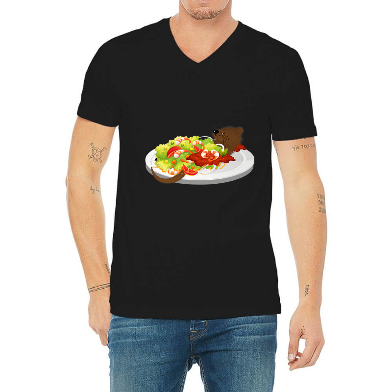 Cute Otter In A Shrimp Salad V-neck Tee | Artistshot