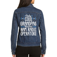 Cool Grandpas Ham Radio Operator Amateur Radio Gif Ladies Denim Jacket | Artistshot