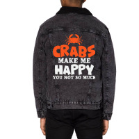 Crabs Make Me Happy Crab Lobster Crustacean Unisex Sherpa-lined Denim Jacket | Artistshot