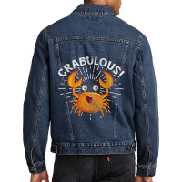 Crabulous Crab Kawaii Seafood Crabbing Distressed Men Denim Jacket | Artistshot