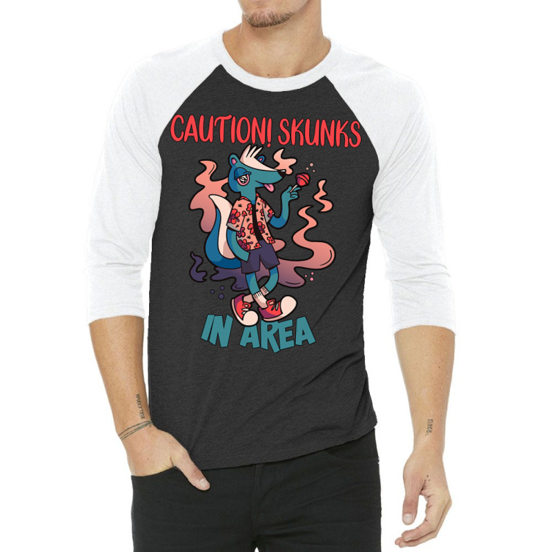 Caution Skunks In Area 3/4 Sleeve Shirt | Artistshot