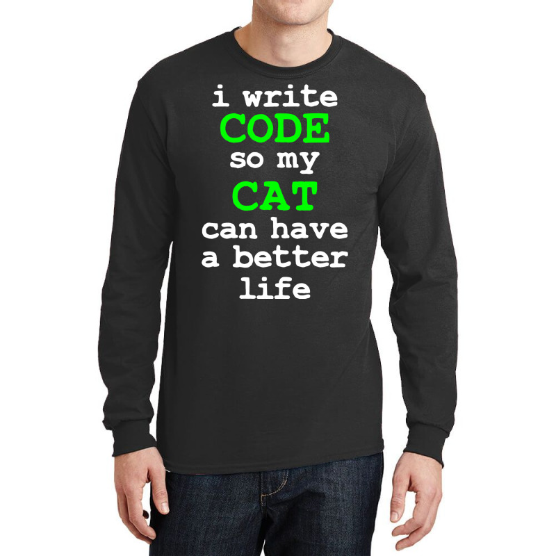 Code Coding Computer Science Cat Gift Long Sleeve Shirts | Artistshot