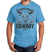 Western Bull Skull Simmer Down Cowboy Cowgirl Country Basic T-shirt | Artistshot