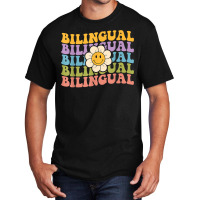 Retro Groovy Bilingual Teachers Back To School Bilingual T Shirt Basic T-shirt | Artistshot