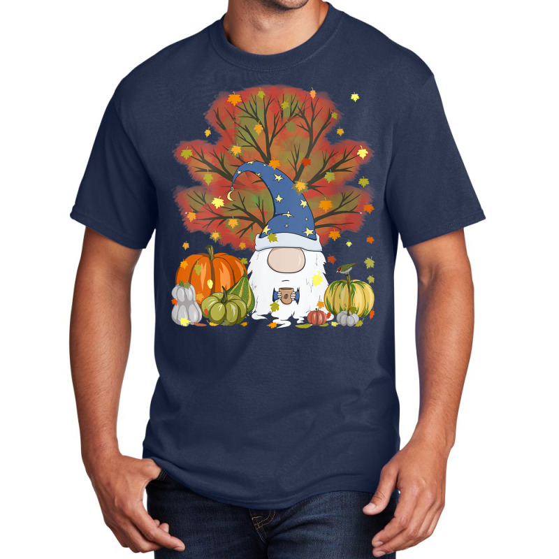 Womens Funny Fall Gnome Pumpkin & Coffee Lover Autumn Thanksgiving Basic T-shirt | Artistshot