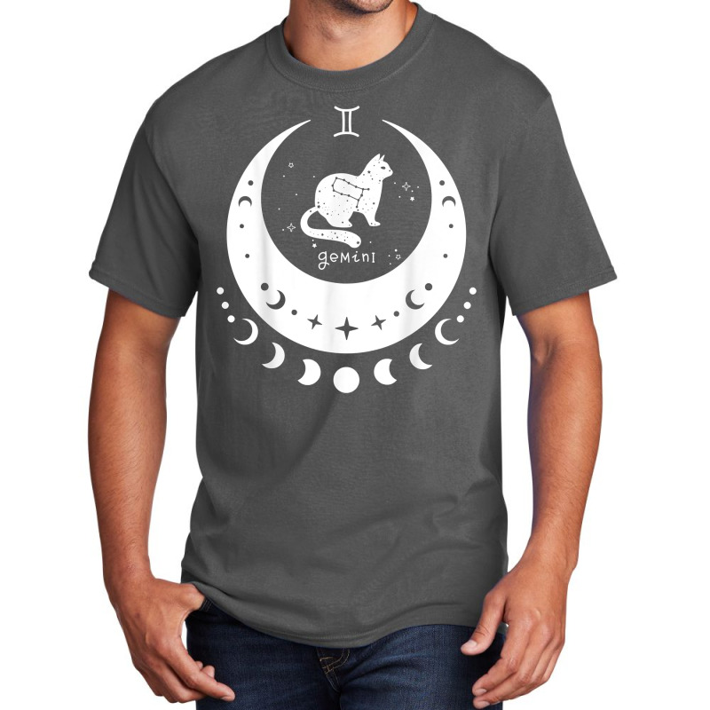 Zodiac Gemini Horoscope Astrology Sign Cat Crescent Moon T Shirt Basic T-shirt | Artistshot