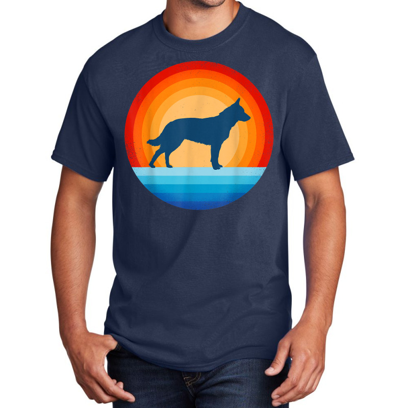 Blue Heeler Australian Cattle Dog Retro Vintage 70s Sunset T Shirt Basic T-shirt by densonozmastonmq | Artistshot