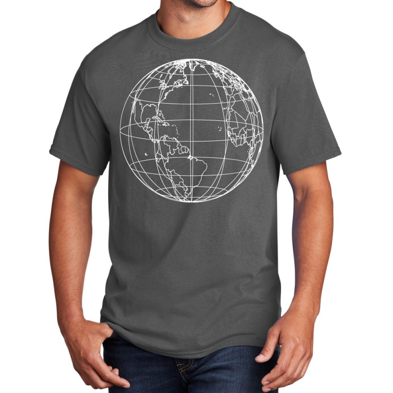 World Globe Line Art Map Planet Earth Atlas Travel T Shirt Basic T-shirt | Artistshot