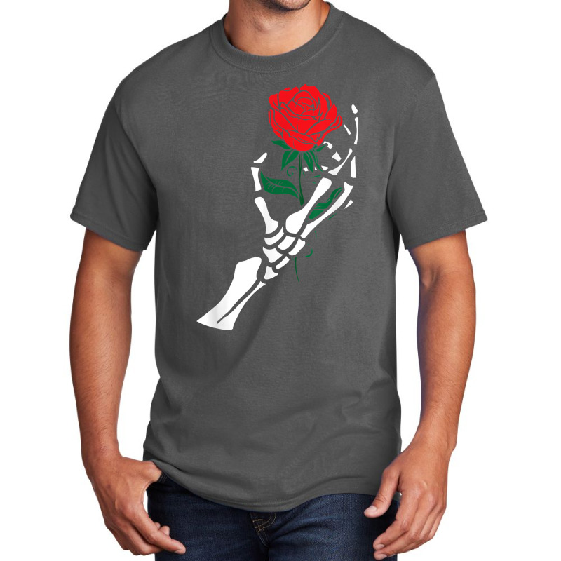 Skeleton Hand Red Rose Flower Aesthetic T Shirt Basic T-shirt | Artistshot