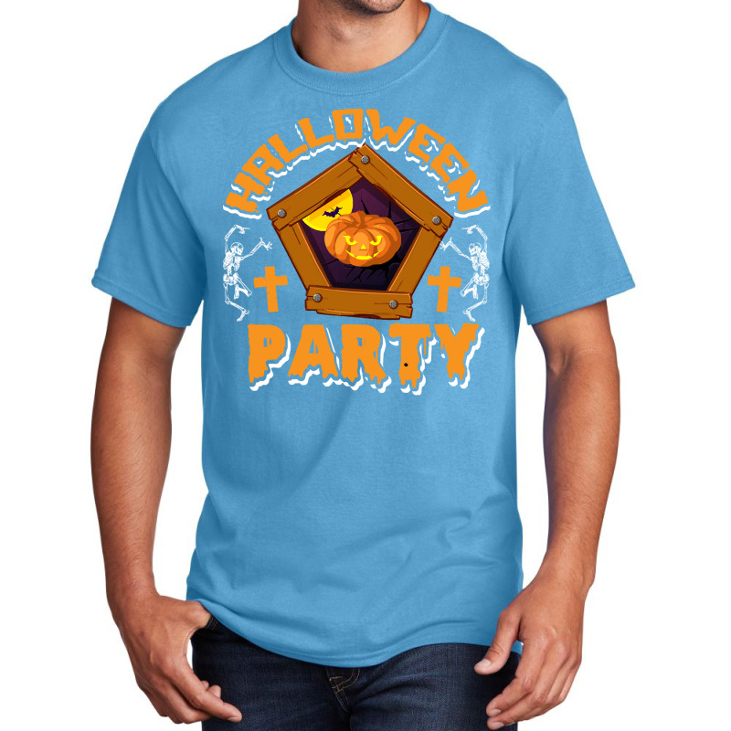 Halloween T  Shirt Funny Halloween Party Skeletons Pumpkin Frame Costu Basic T-shirt | Artistshot