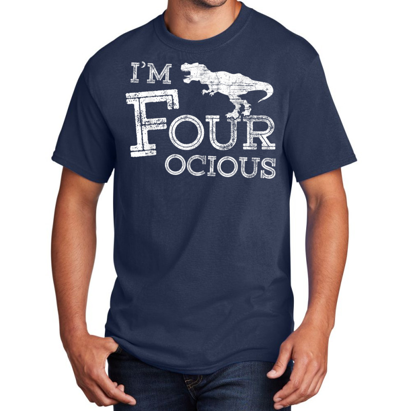 4th Birthday 4 Year Old Boy Four-ocious Dinosaur Gift Party Gifts Men Basic T-shirt | Artistshot