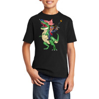 Machine Gun Trump On T Rex Dinosaur With American Flag Tank Top Basic Youth T-shirt | Artistshot