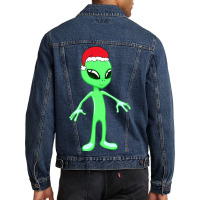 Christmas Funny Alien Santa Hat Xmas Pajama For Bo Men Denim Jacket | Artistshot