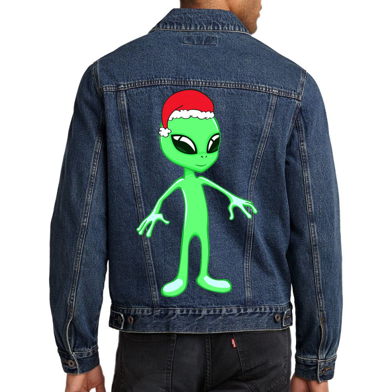 Christmas Funny Alien Santa Hat Xmas Pajama For Bo Men Denim Jacket | Artistshot