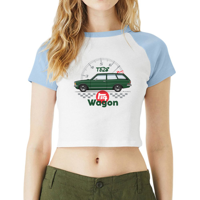 Wagon Dark Green Raglan Crop Top by apolitery | Artistshot