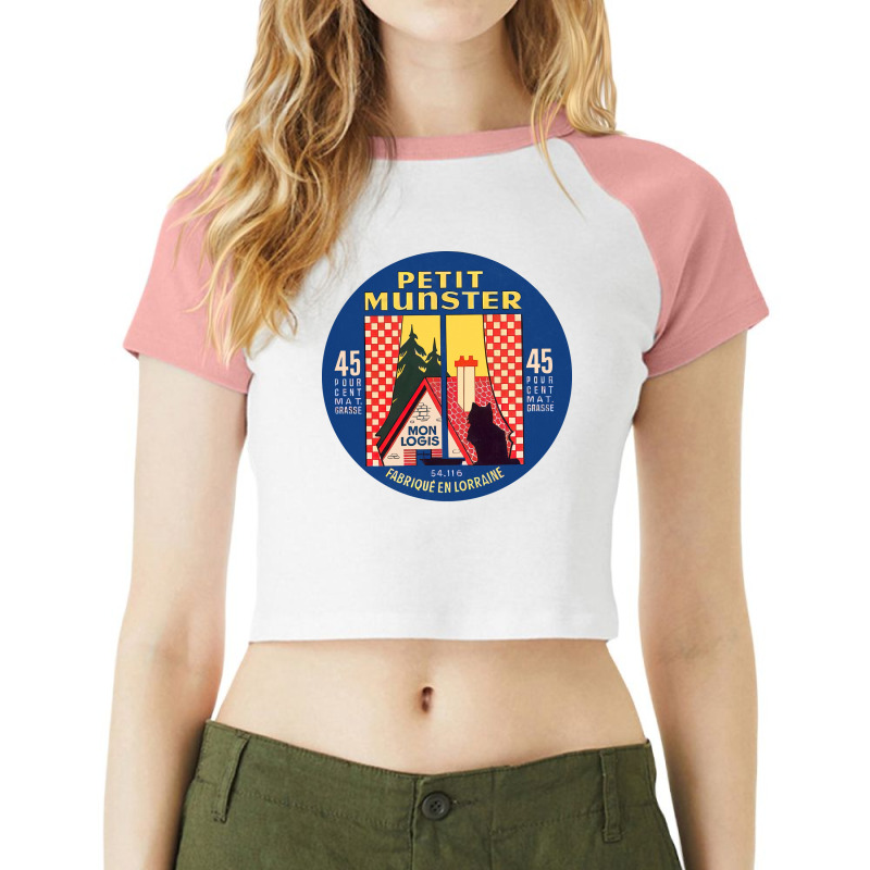 Petit Munster    Vintage Francophile Cheese Label Raglan Crop Top by bozebsimanoh | Artistshot