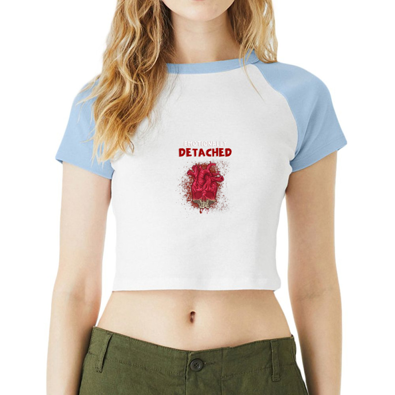 Emotionally Detached Heart And Skull Raglan Crop Top by pelinratiank | Artistshot