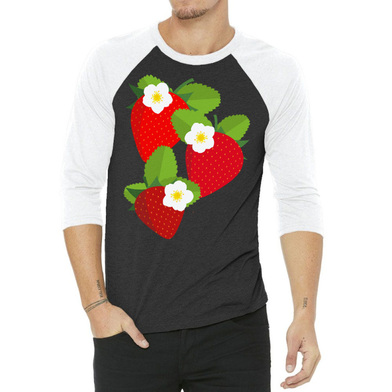 Strawberry T  Shirt Strawberries And Blossoms T  Shirt 3/4 Sleeve Shirt | Artistshot