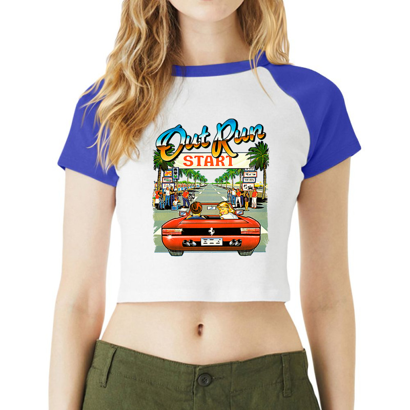 Arcade Out Run Video Game T Shirt Raglan Crop Top by itjerammahs | Artistshot