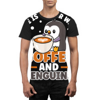 Coffee And Penguin Cute Sea Bird King Emperor Peng Graphic T-shirt | Artistshot