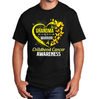 Grandma Of A Warrior Childhood Cancer Awareness Butterfly Basic T-shirt | Artistshot