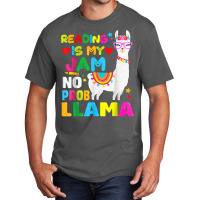 Read Teacher No Prob Llama Rainbow   Reading Is My Jam T Shirt Basic T-shirt | Artistshot