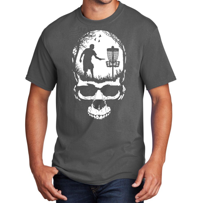 Disc Golf Skull Sunset Halloween T  Shirt Disc Golf Skull Player Retro Basic T-shirt | Artistshot