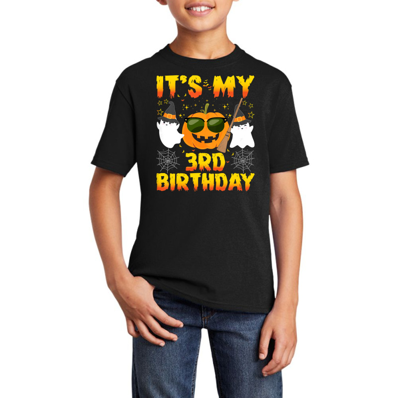 Kids Halloween Birthday 3 Year Old Boy Girl 3rd Birthday Costume T Shi Basic Youth T-shirt | Artistshot