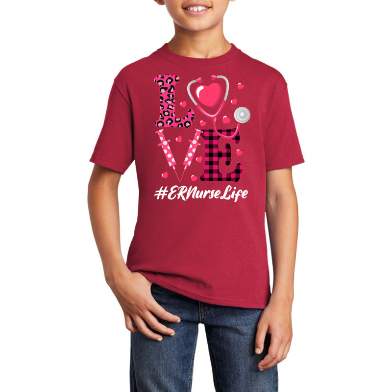 Love Stethoscope Hearts Er Nurse Valentine S Day Costume Long Sleeve T Basic Youth T-shirt | Artistshot