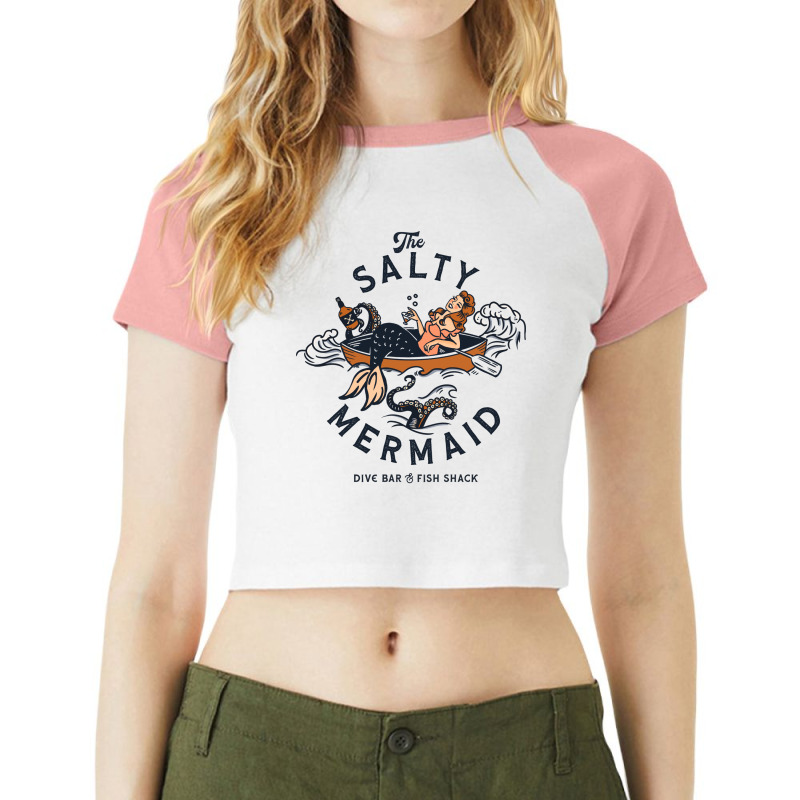 The Salty Mermaid Dive Bar & Fish Shack Raglan Crop Top by keirrithoanen | Artistshot