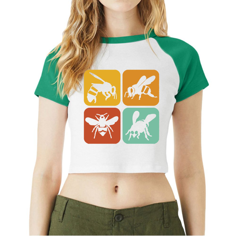 Bee  Retro Bees I Aesthetic I Wild Bee I Bumble Bee Raglan Crop Top | Artistshot