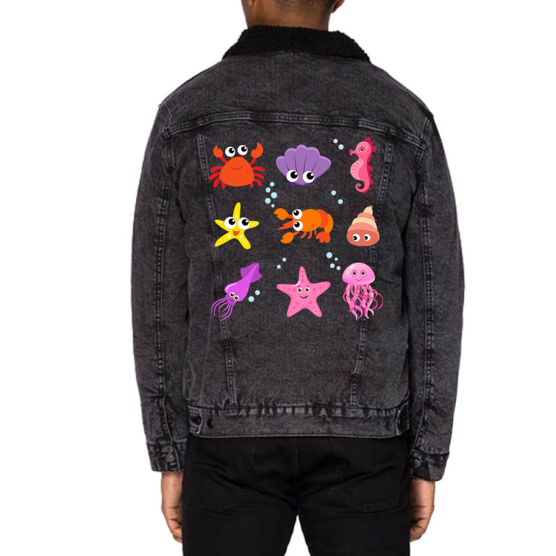 Crustacean Core Aesthetic Crustaceans Crab Lobster Unisex Sherpa-lined Denim Jacket | Artistshot